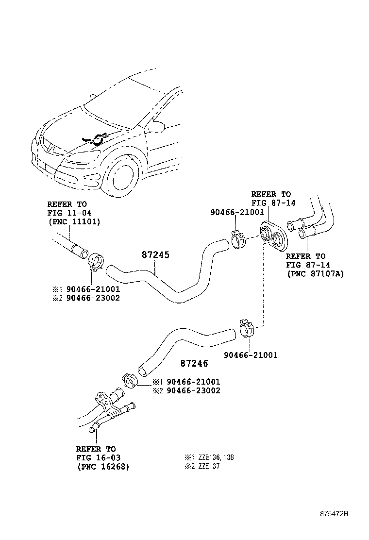 87245-01100 HOSE, HEATER WATER, OUTLET product image