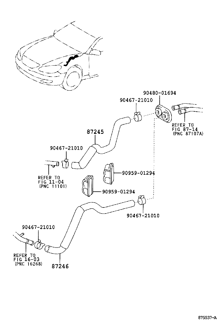 87245-YC260 HOSE, HEATER WATER, OUTLET product image