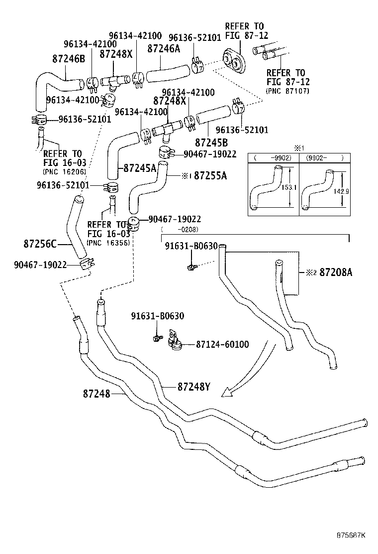 87208-60571 PIPE SUB-ASSY, HEATER WATER, A product image