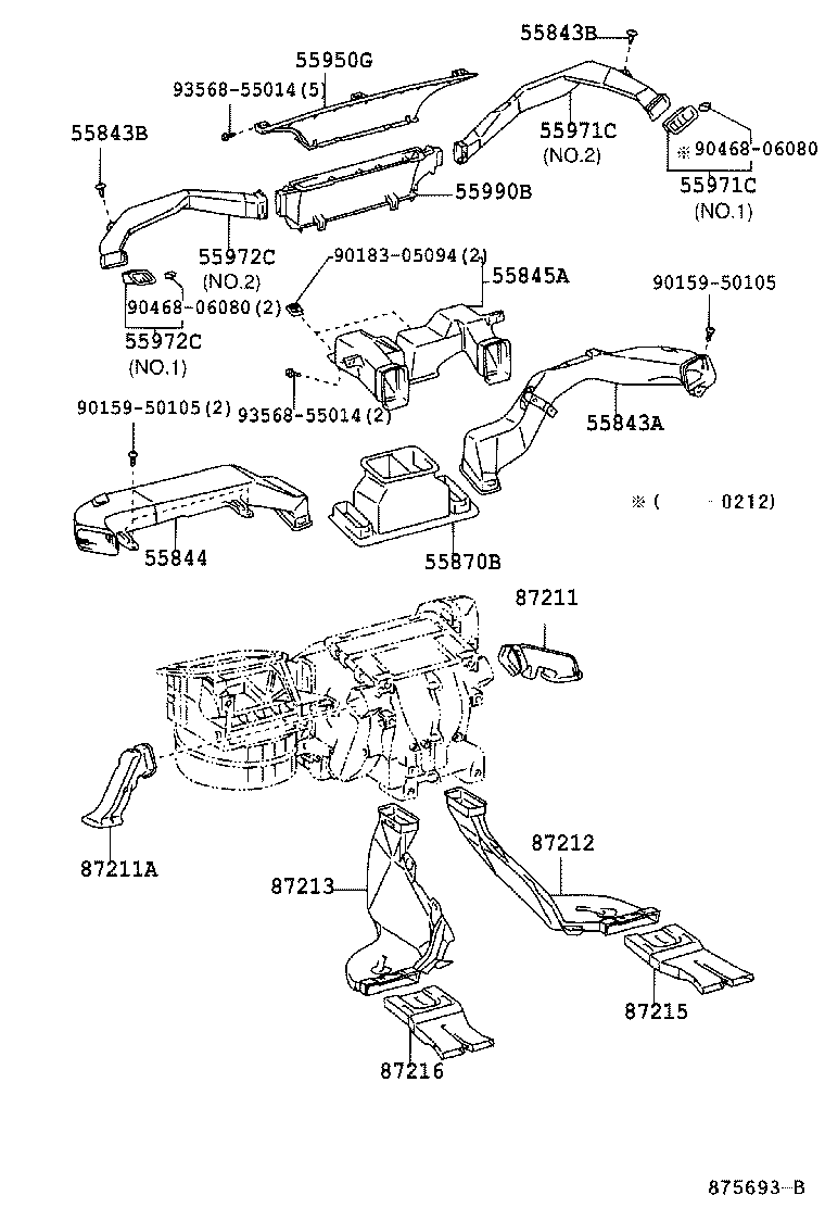 55843-60110 DUCT, HEATER TO REGISTER, NO.1 product image