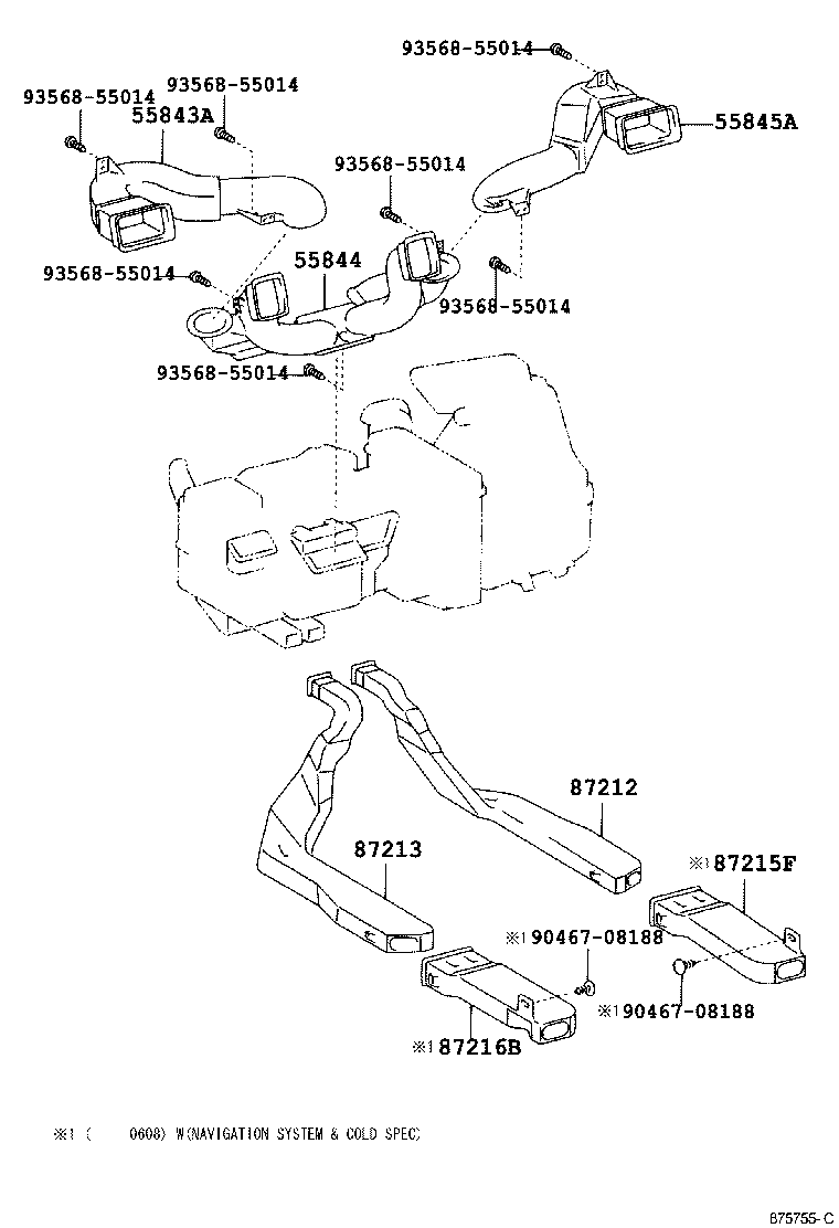 55843-0D030 DUCT, HEATER TO REGISTER, NO.1 product image