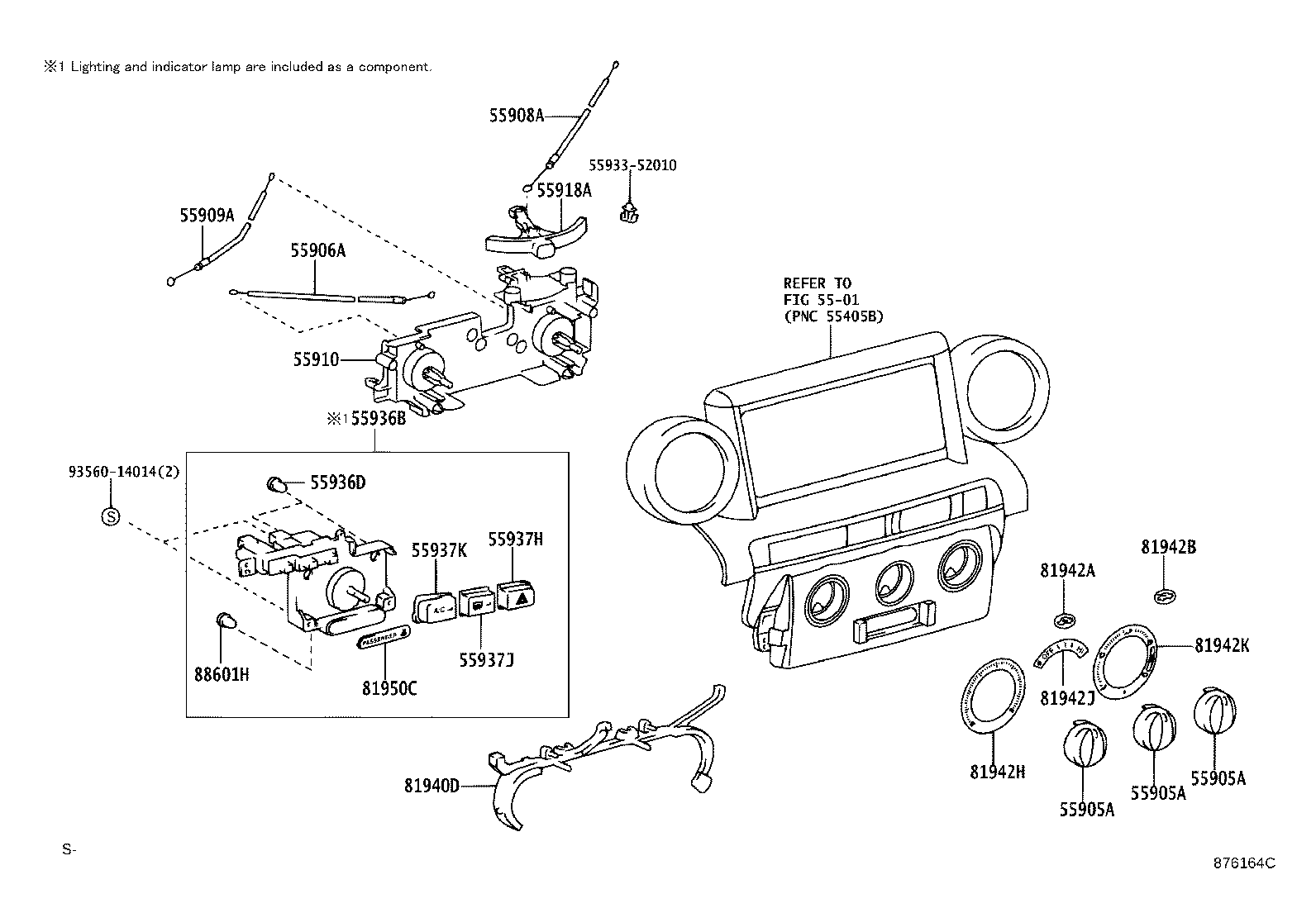 55906-52040 CABLE SUB-ASSY, DEFROSTER DAMPER CONTROL product image