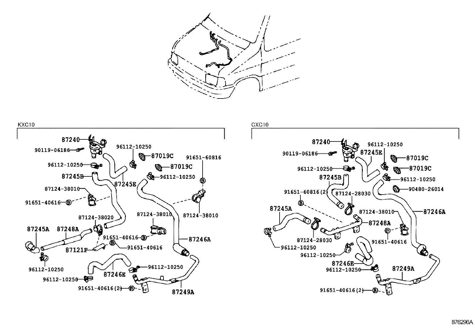87245-90P83 HOSE, HEATER WATER, INLET E product image
