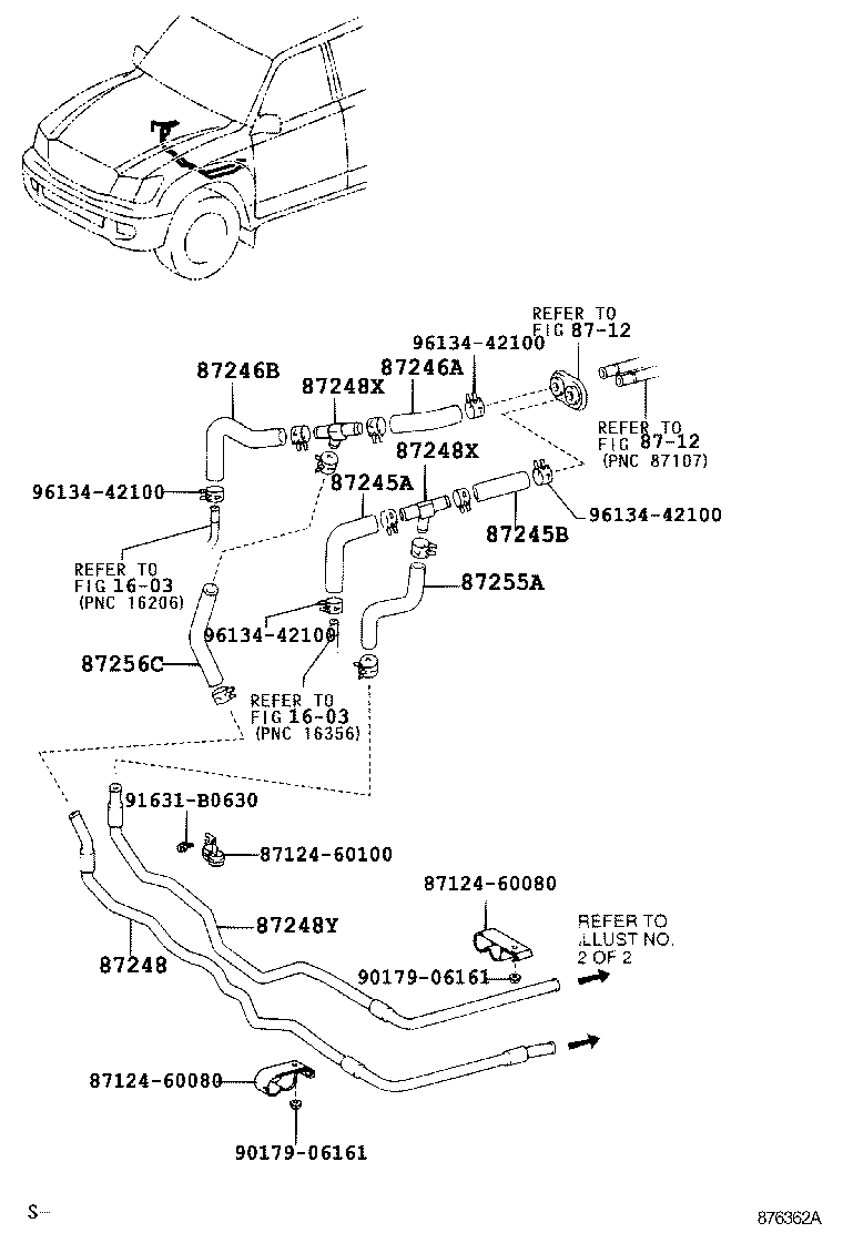 87208-60571 PIPE SUB-ASSY, HEATER WATER, A product image