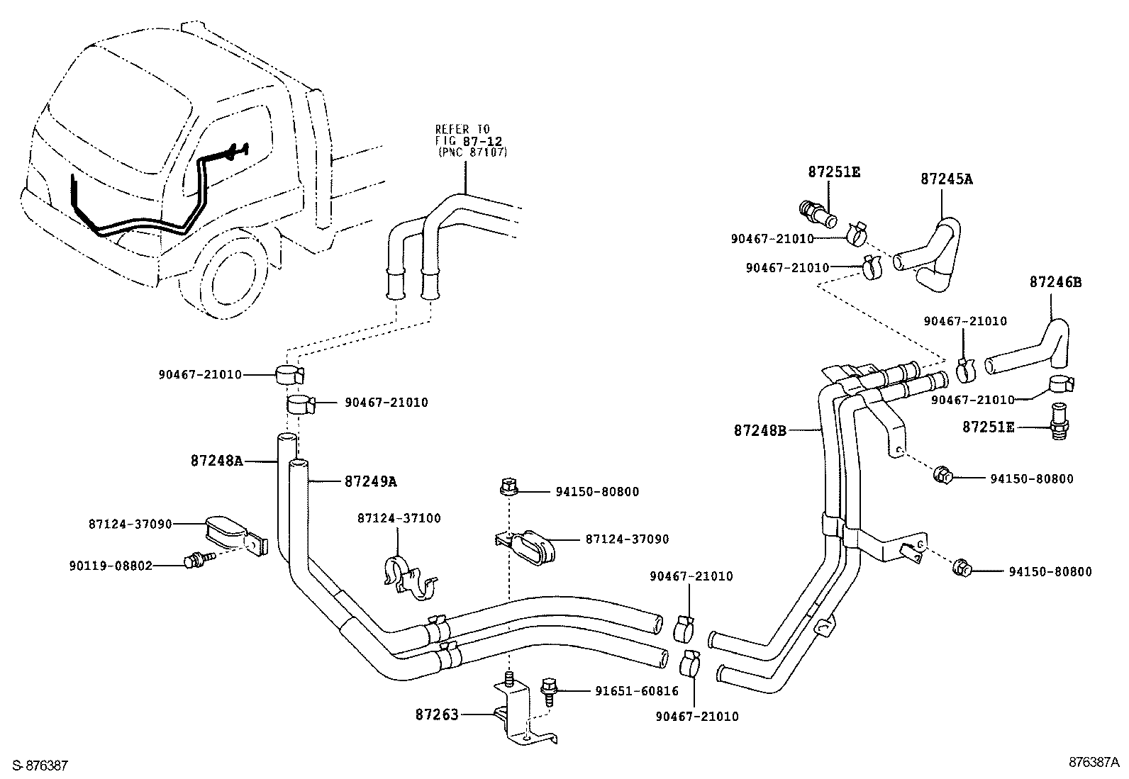 87248-37B91 PIPE, HEATER WATER INLET, A product image