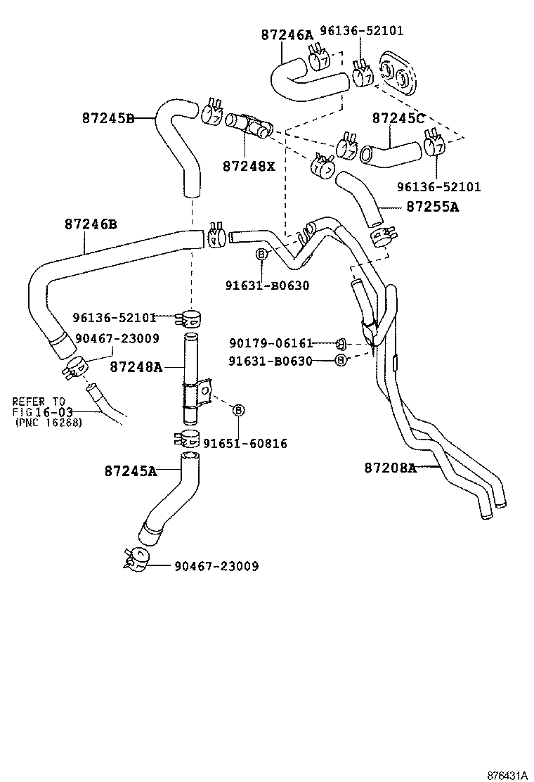 87208-60540 PIPE, HEATER WATER INLET, A product image