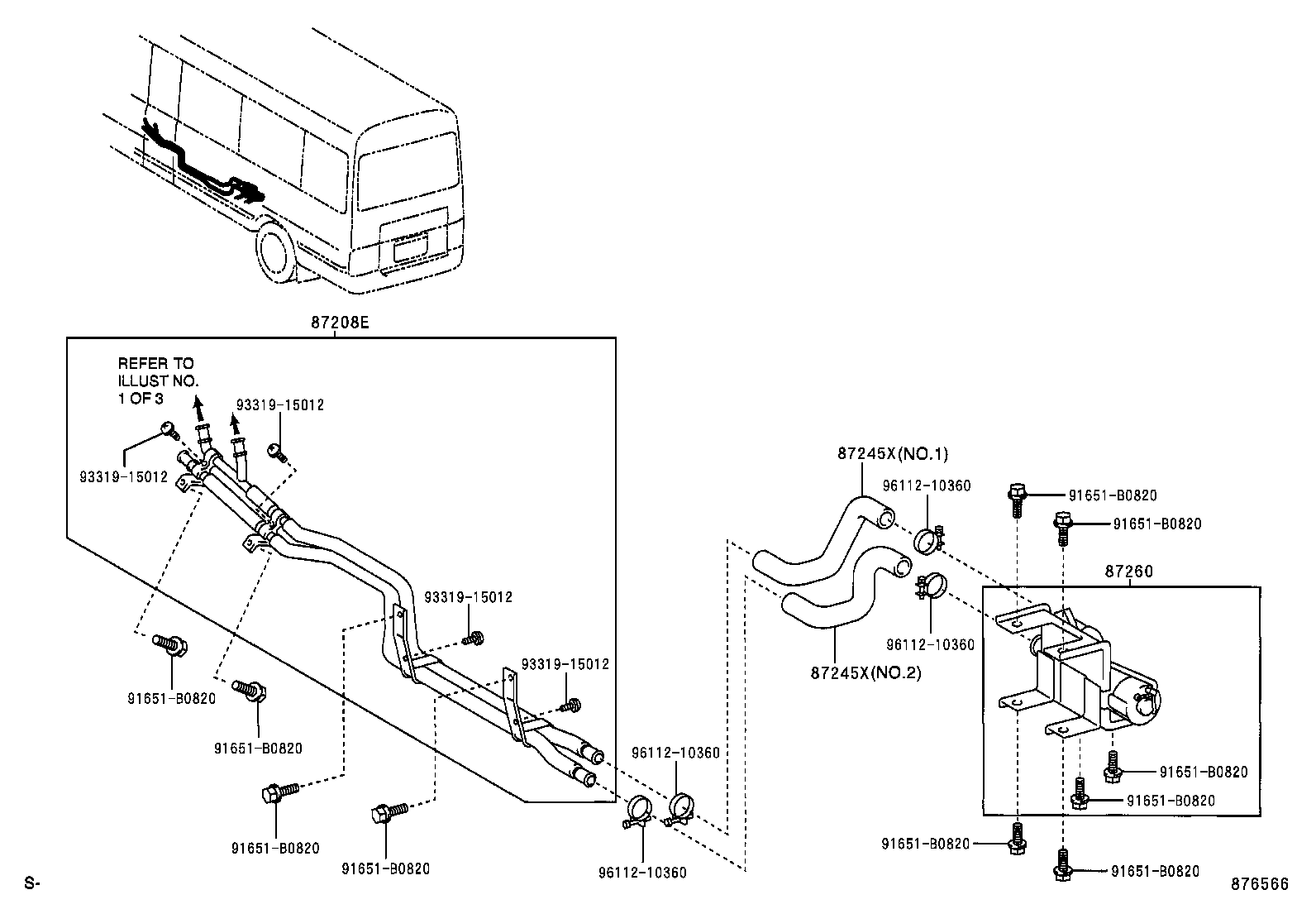 87245-3E140 HOSE, REAR HEATER WATER OUTLET, E (TO ENGINE) product image