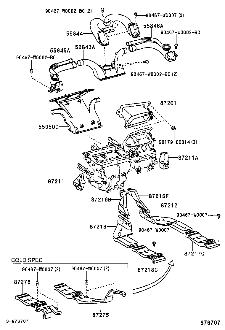 55843-0F030 DUCT, HEATER TO REGISTER, NO.1 product image