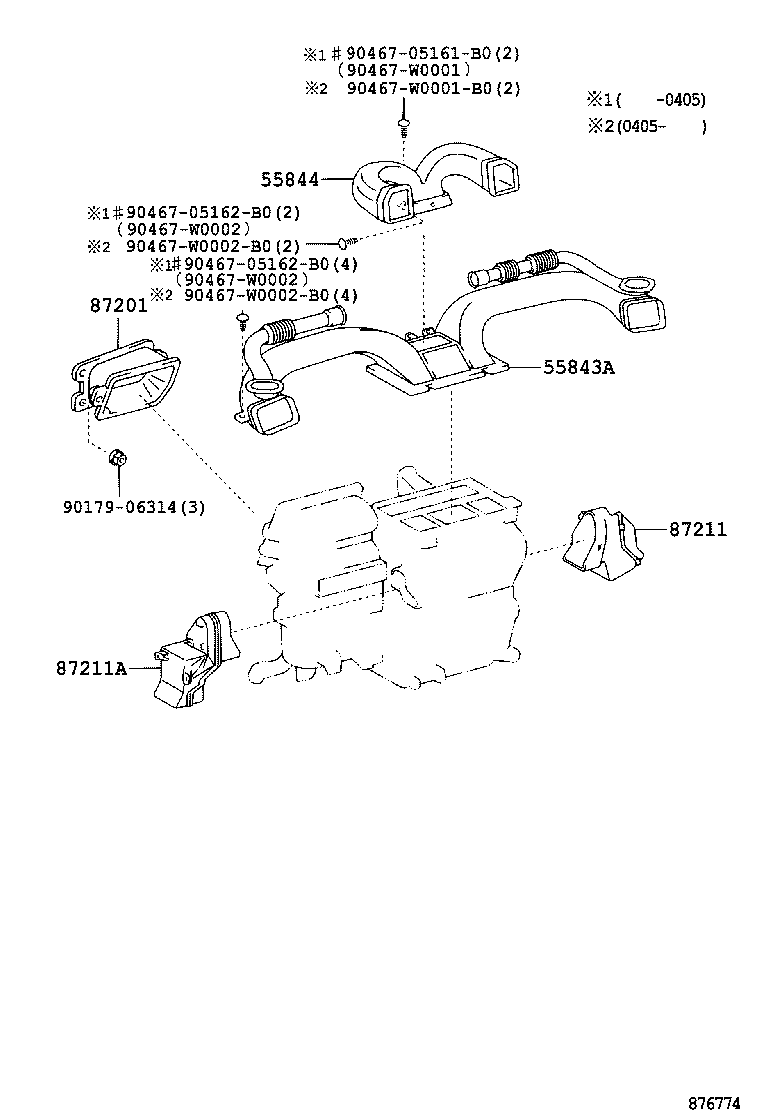 55843-02090 DUCT, HEATER TO REGISTER, NO.1 product image