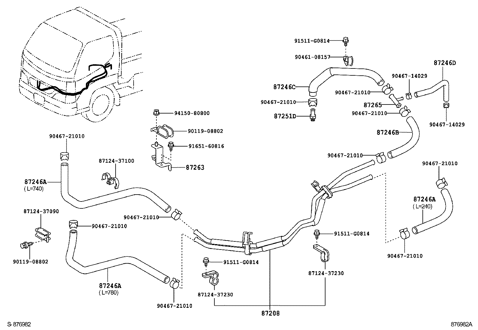 87246-37510 HOSE, HEATER WATER, OUTLET A product image