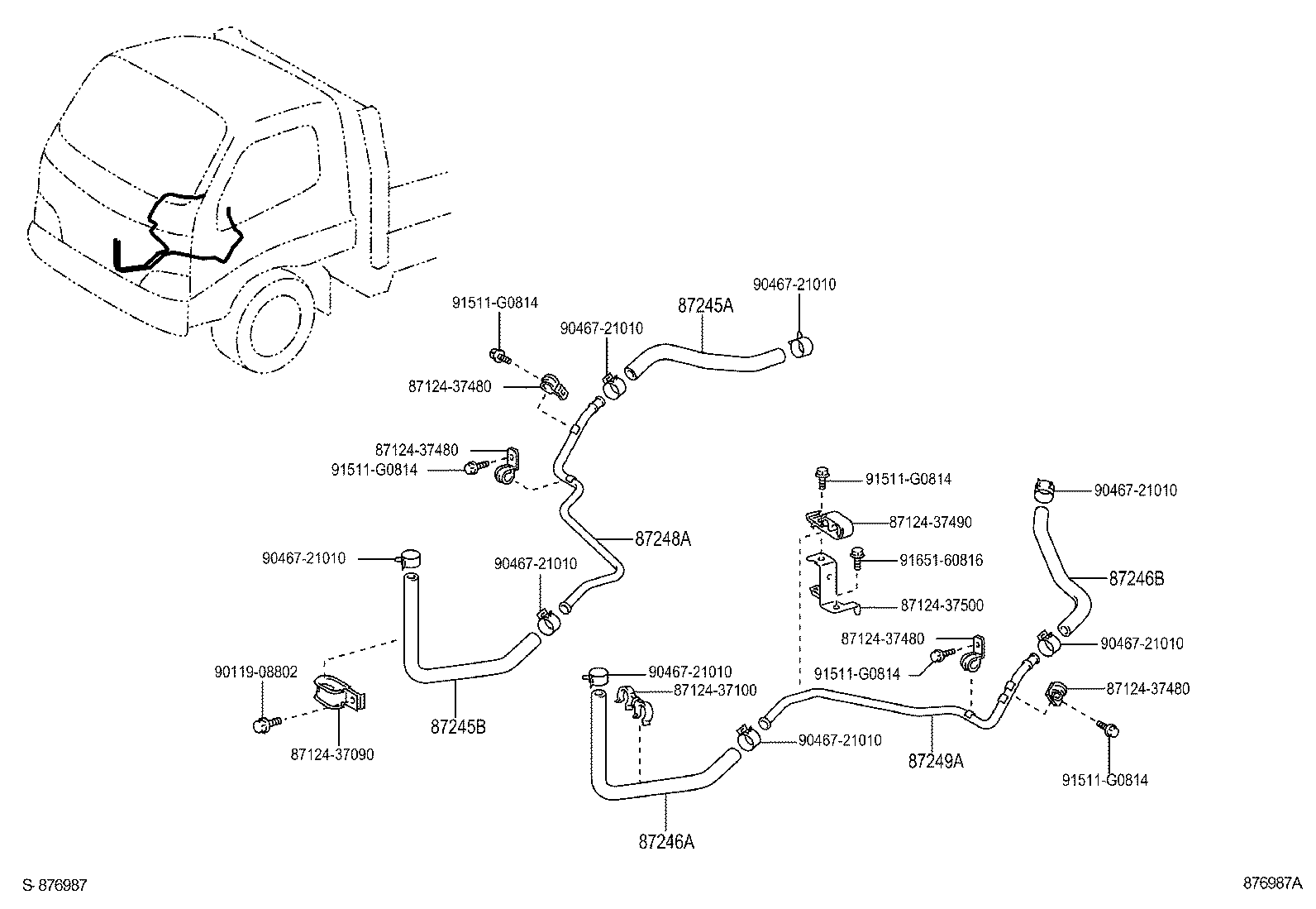 87246-37510 HOSE, HEATER WATER, OUTLET A product image