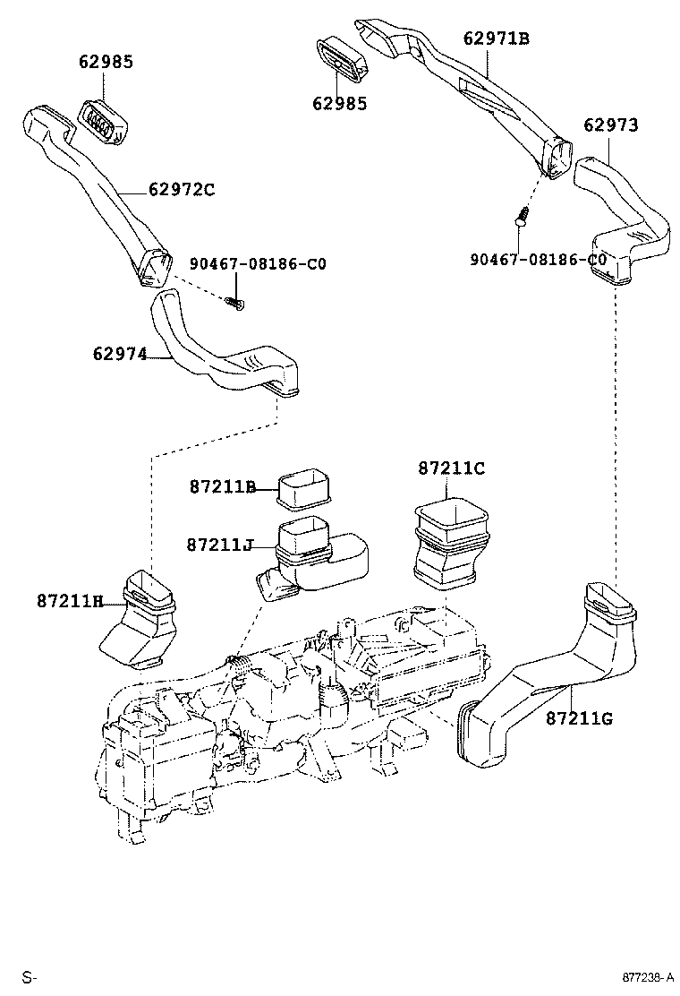 62974-30100 DUCT, ROOF SIDE AIR, NO.2 LH product image