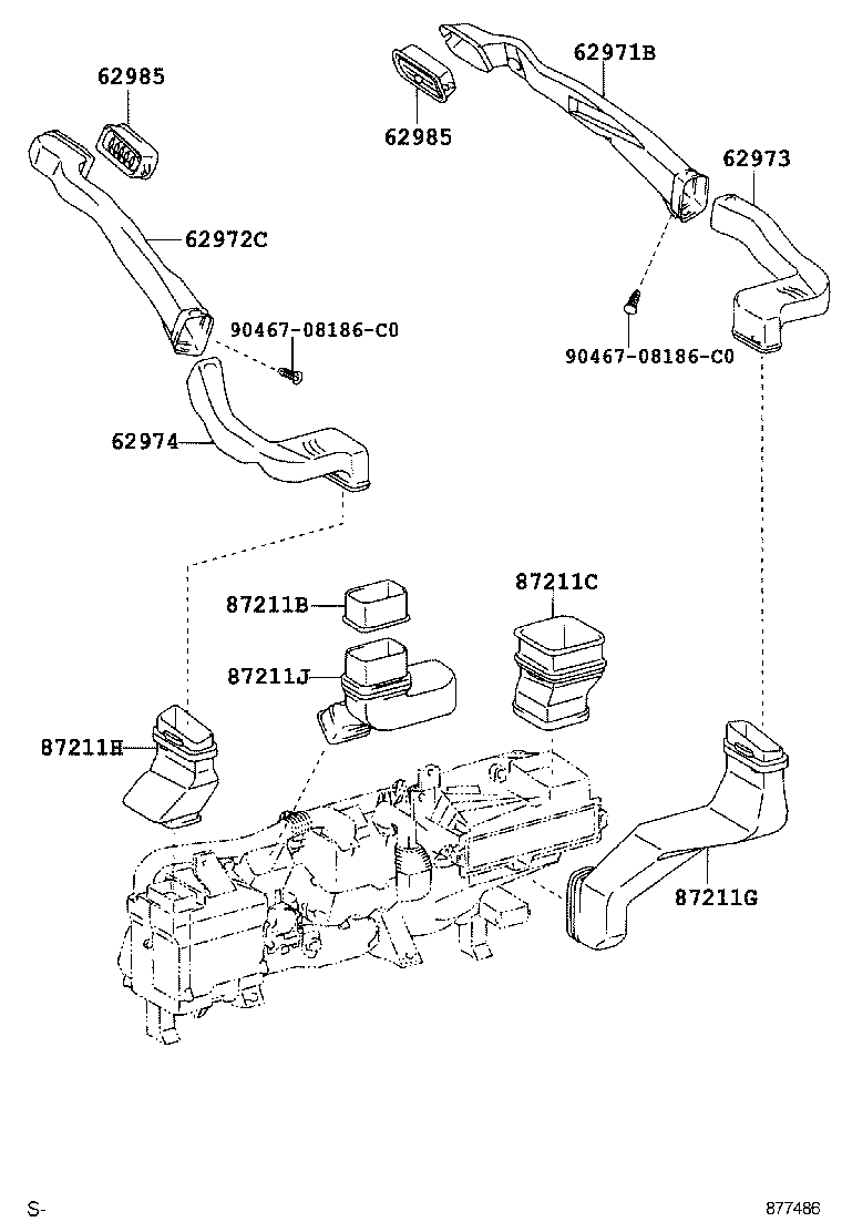 55844-0N020 DUCT ASSY, HEATER TO REGISTER product image