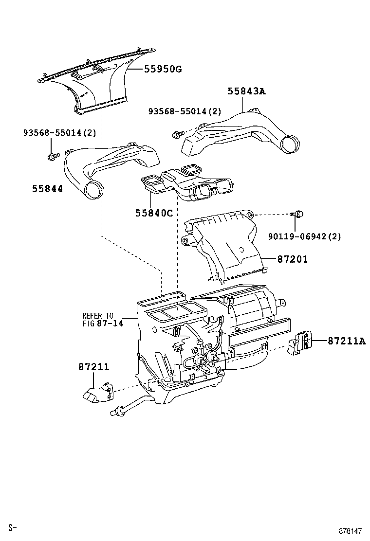 55844-52190 DUCT, HEATER TO REGISTER, NO.1 product image