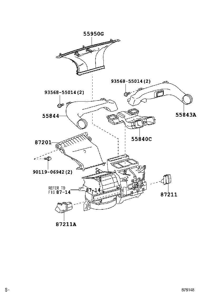 55844-52190 DUCT, HEATER TO REGISTER, NO.1 product image