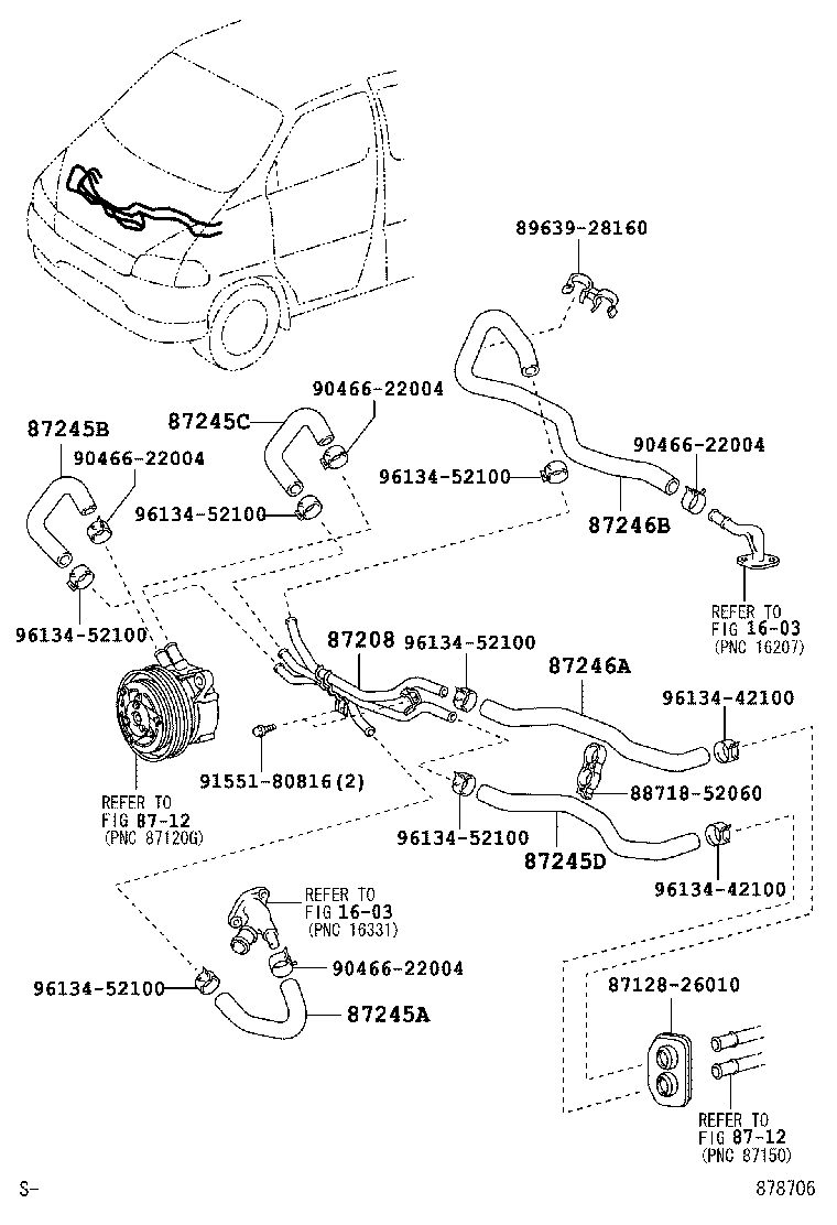 87245-26250 HOSE, REAR HEATER WATER OUTLET, E (TO ENGINE) product image