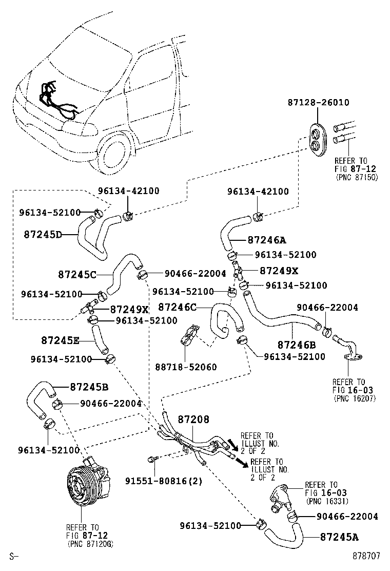 87245-26250 HOSE, REAR HEATER WATER OUTLET, E (TO ENGINE) product image