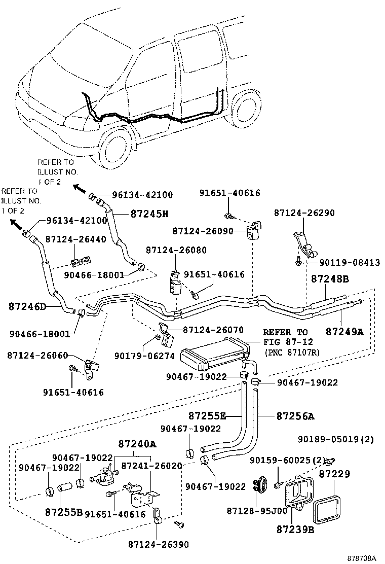 87245-26250 HOSE, REAR HEATER WATER OUTLET, E (TO ENGINE) product image
