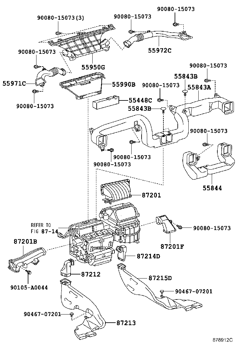 55843-0C020 DUCT, HEATER TO REGISTER, NO.1 product image