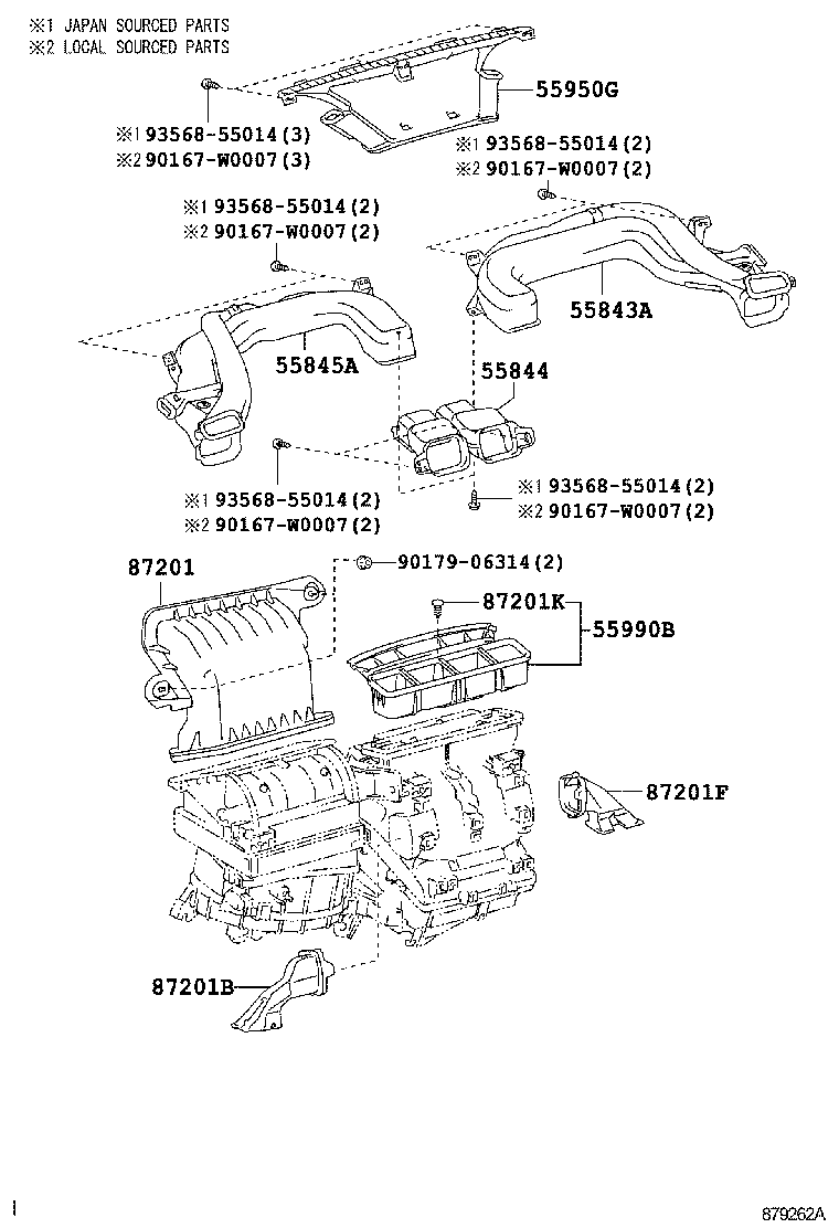 55843-02210 DUCT, HEATER TO REGISTER, NO.1 product image