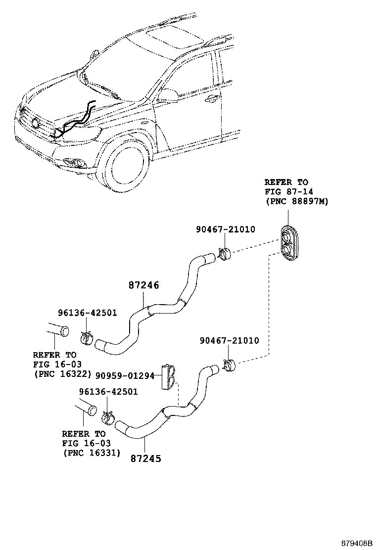 87245-48B10 HOSE, HEATER WATER, OUTLET B product image