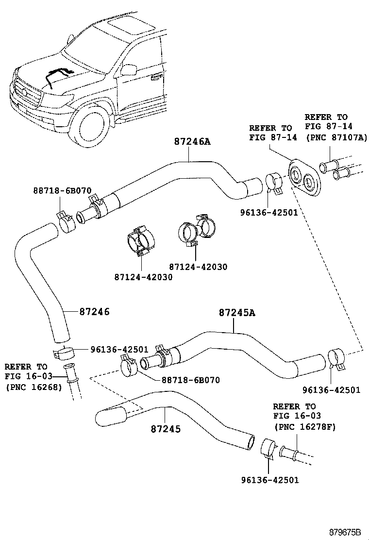 87209-60B70 HOSE, HEATER WATER, OUTLET A product image
