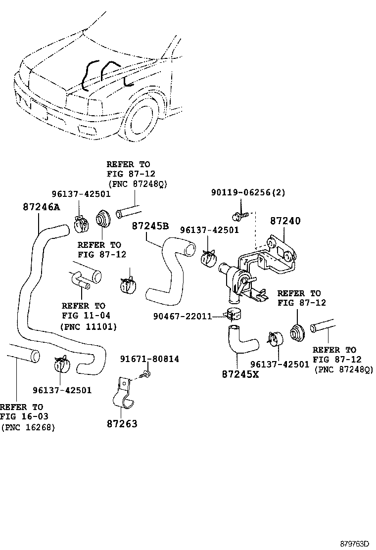 87245-43070 HOSE, HEATER WATER product image