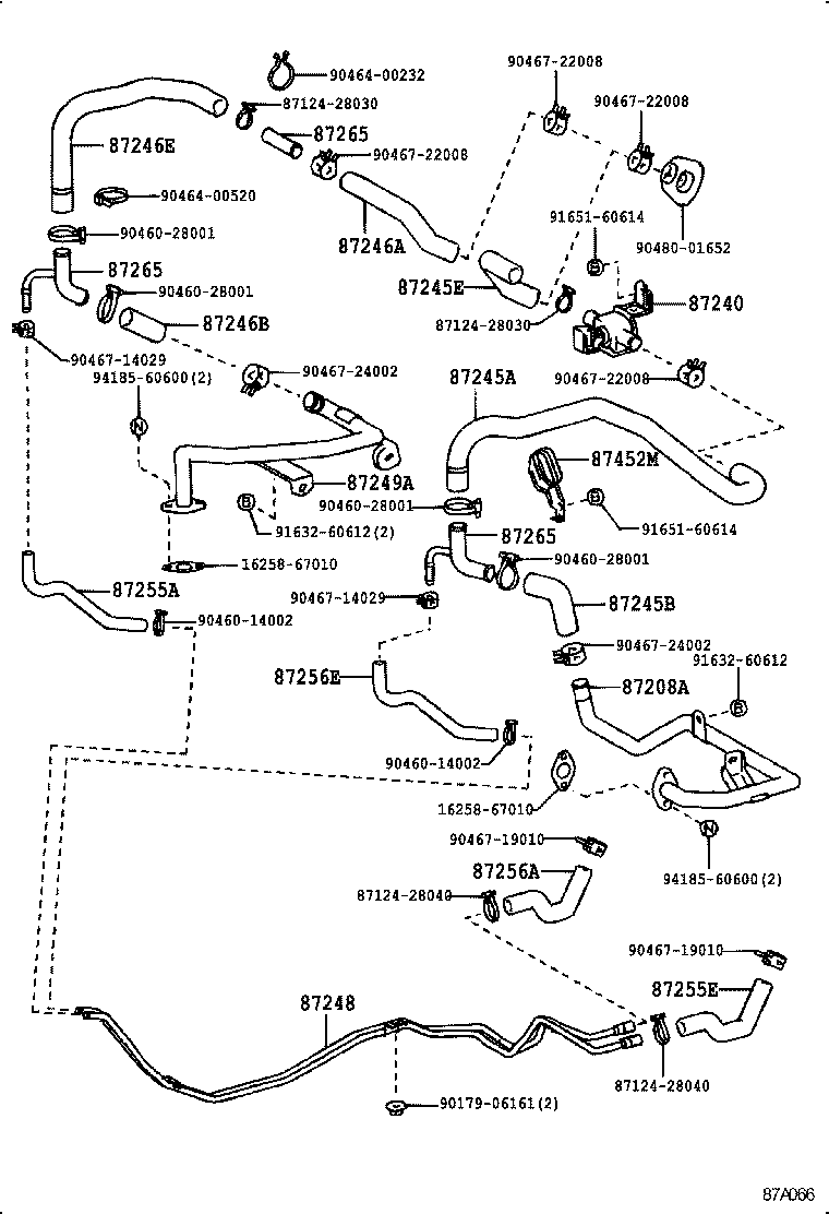 87245-35130 HOSE, REAR HEATER WATER OUTLET, E (TO ENGINE) product image
