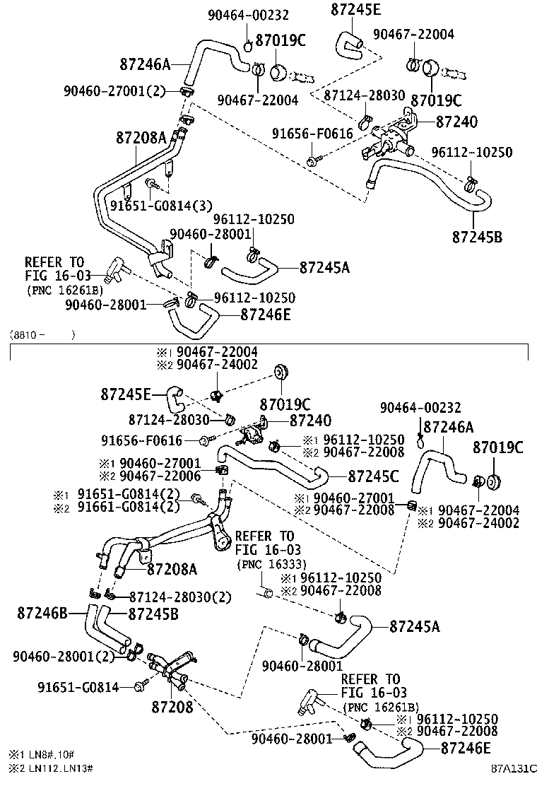 87245-35130 HOSE, REAR HEATER WATER OUTLET, E (TO ENGINE) product image