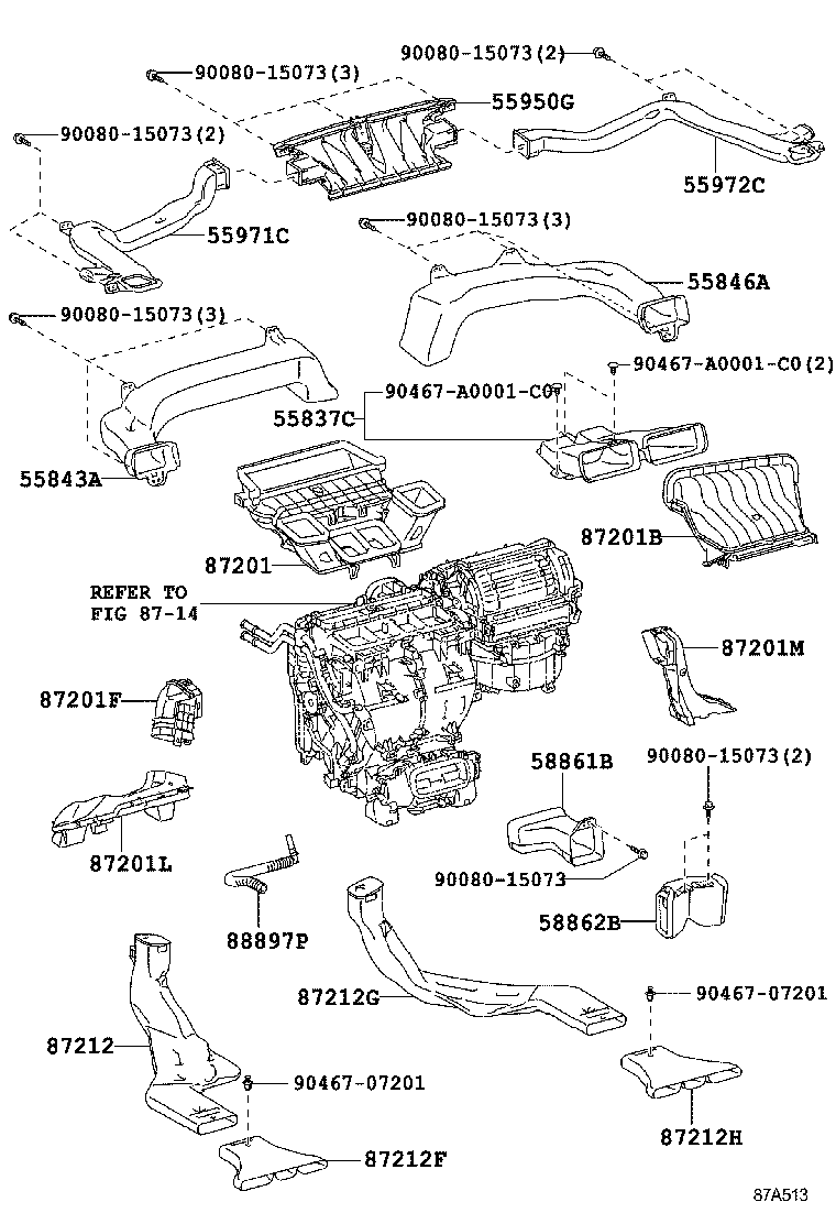 55846-0E020 DUCT, HEATER TO REGISTER, NO.4 product image