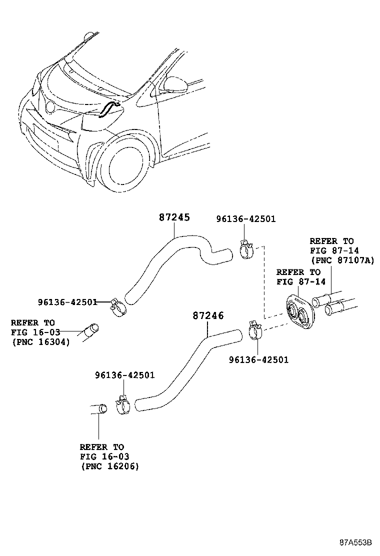 87245-74150 HOSE, HEATER WATER, OUTLET product image