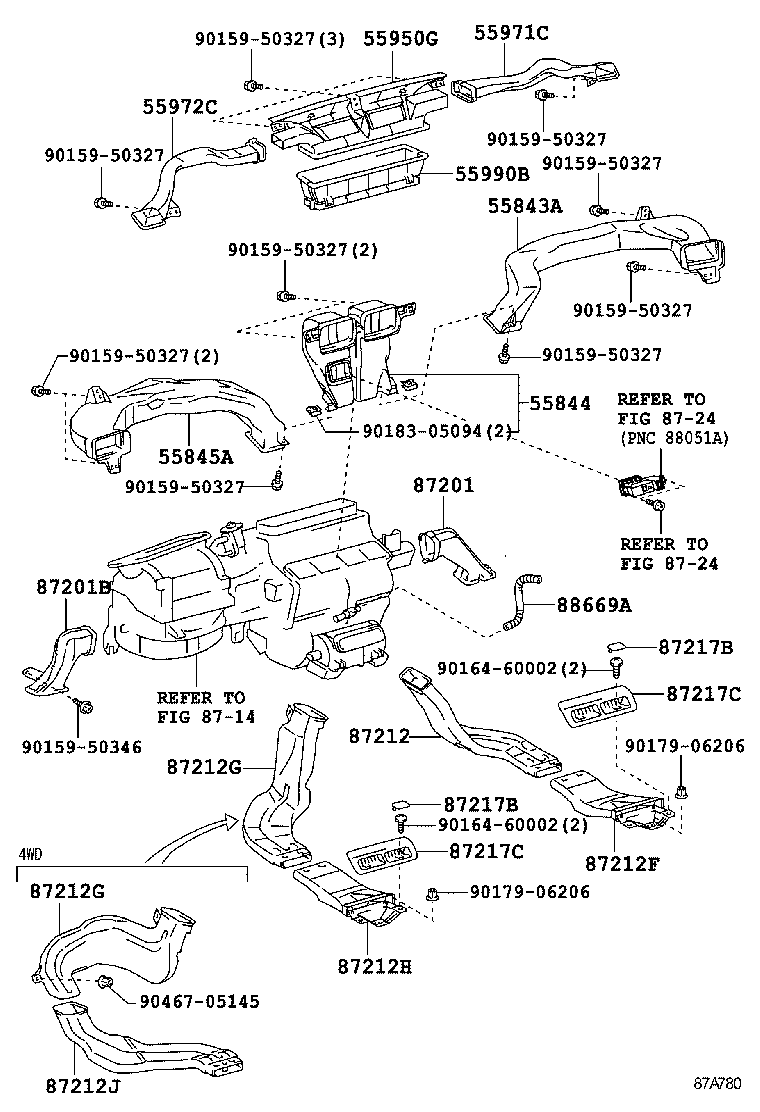 62973-30130 DUCT, AIR, REAR ROOF NO.1 product image