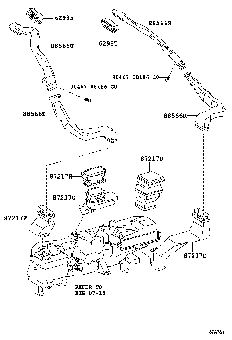 62973-30130 DUCT, AIR, REAR ROOF NO.1 product image