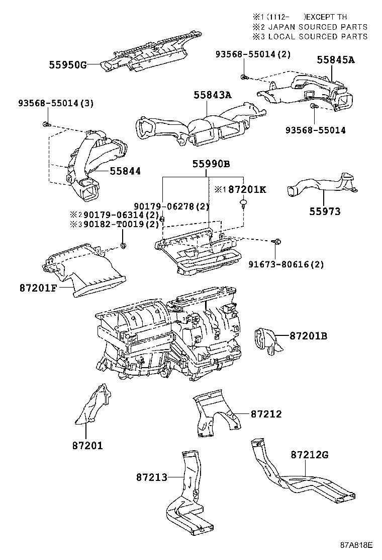 55843-47050 DUCT, HEATER TO REGISTER, NO.1 product image