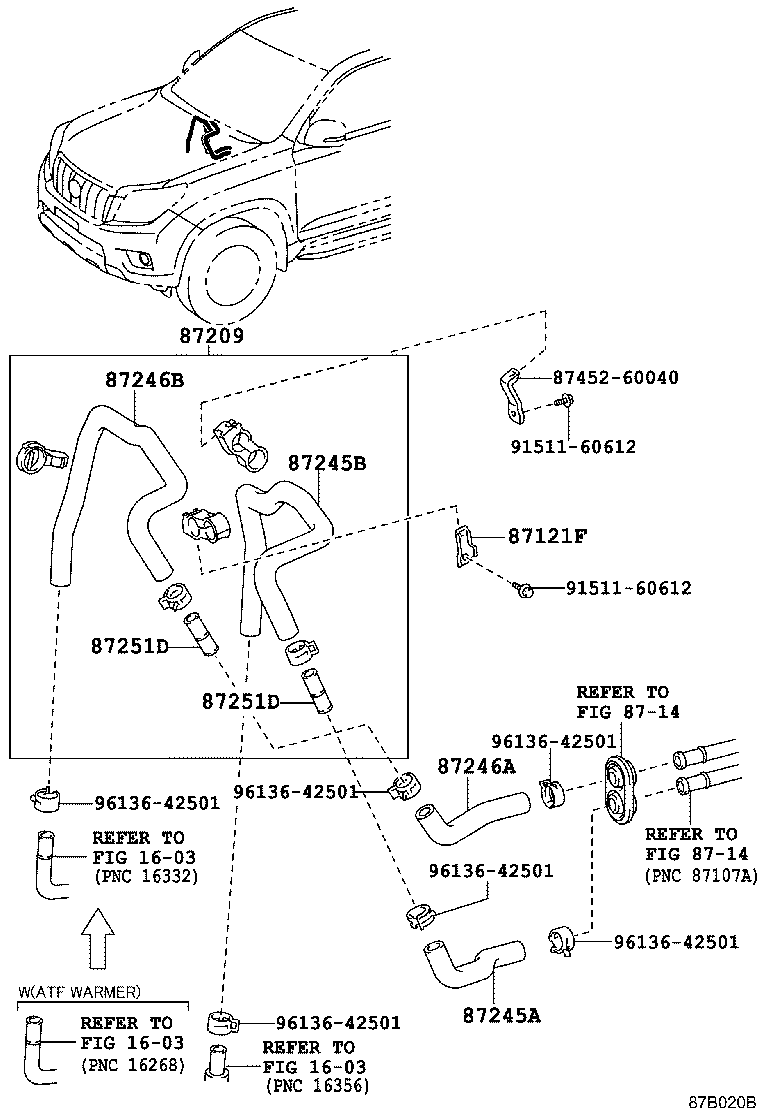 87209-60E42 HOSE, HEATER WATER, INLET B product image