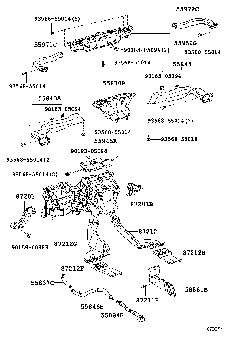 55843-60180 DUCT, HEATER TO REGISTER, NO.1 product image