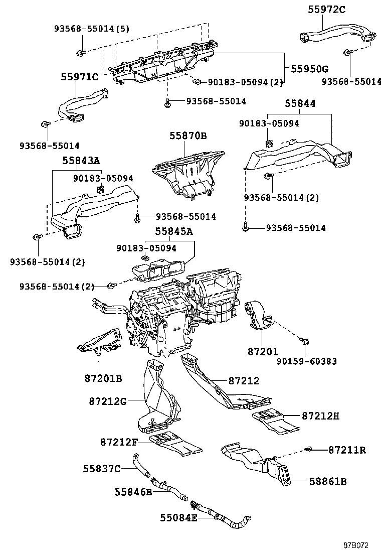 55843-60180 DUCT, HEATER TO REGISTER, NO.1 product image
