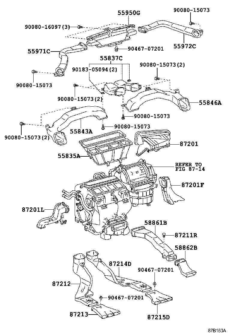 55846-0E040 DUCT, HEATER TO REGISTER, NO.4 product image