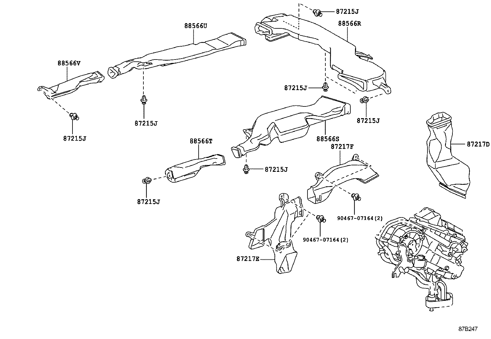 55843-60201 DUCT, HEATER TO REGISTER, NO.1 product image