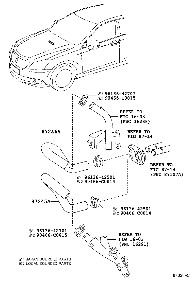 87245-0N030 HOSE, HEATER WATER, INLET A product image