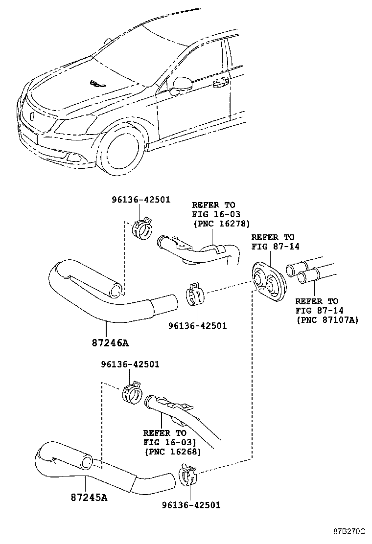 87245-0N030 HOSE, HEATER WATER, INLET A product image