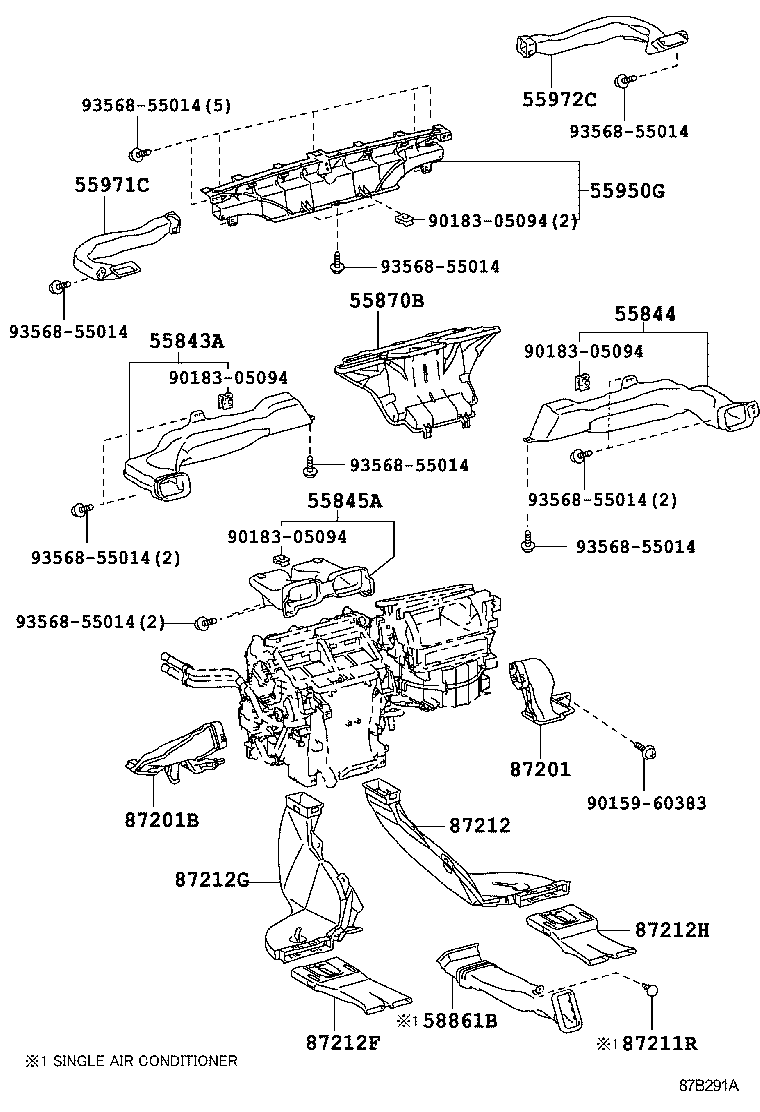 55843-60201 DUCT, HEATER TO REGISTER, NO.1 product image