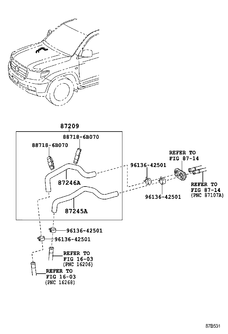 87209-60B70 HOSE, HEATER WATER, OUTLET A product image