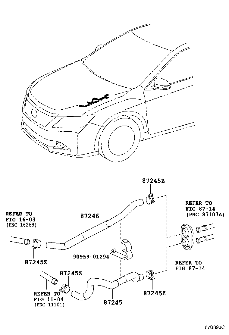 87245-33700 HOSE, HEATER WATER, OUTLET product image