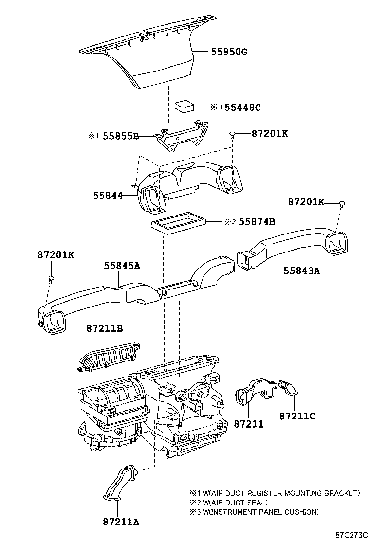 55843-0K040 DUCT, HEATER TO REGISTER, NO.1 product image