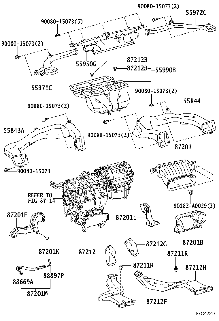 55843-08030 DUCT, HEATER TO REGISTER, NO.1 product image