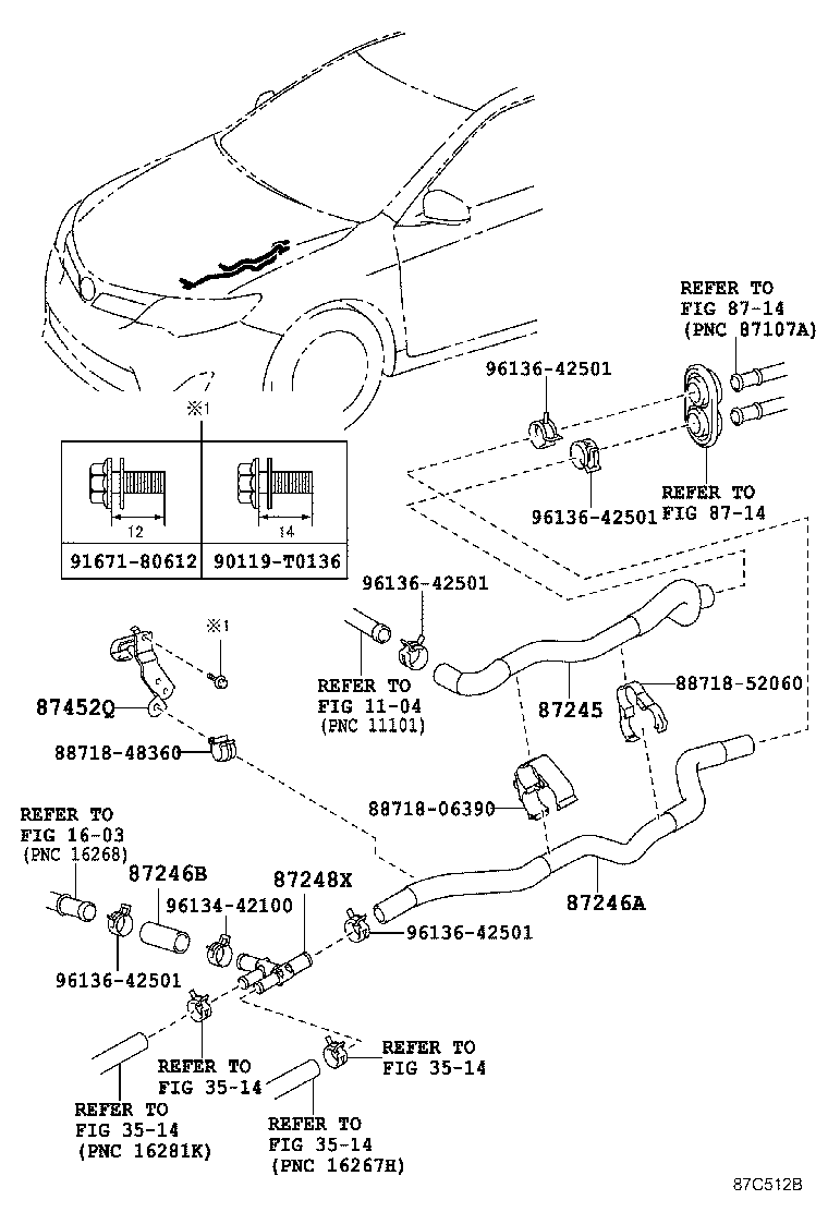87245-33760 HOSE, HEATER WATER, OUTLET B product image
