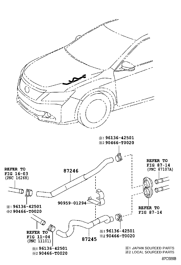 87245-06C40 HOSE, HEATER WATER, OUTLET product image