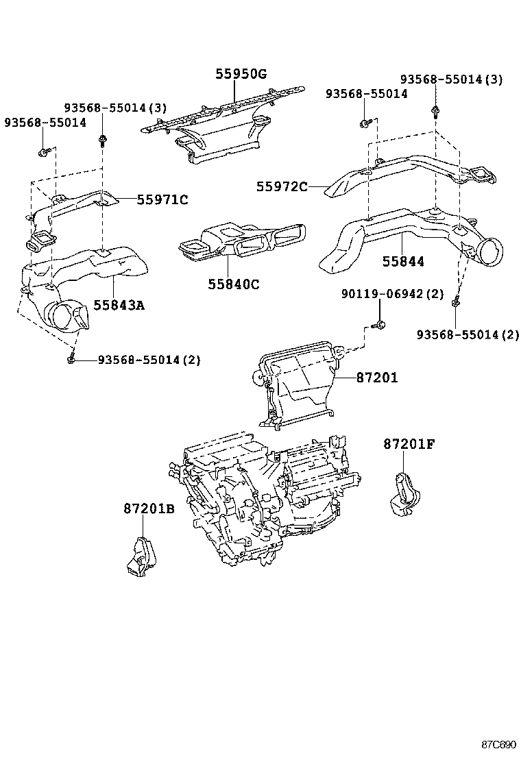 55843-52370 DUCT, HEATER TO REGISTER, NO.1 product image