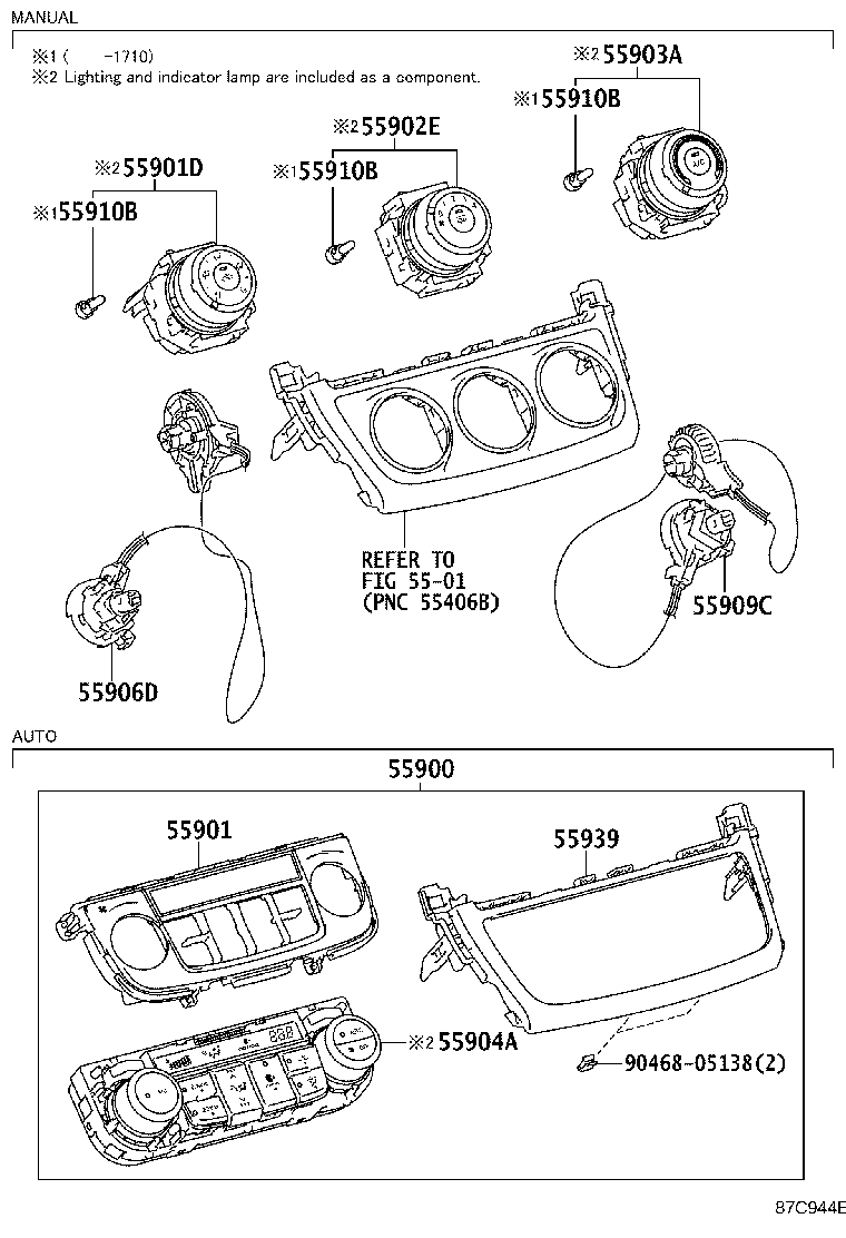 55901-12230 CONTROL SUB-ASSY, HEATER, NO.1 product image